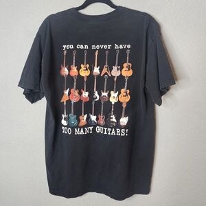 Black Playin' Guitar T-Shirt You‎ Can Never Have Too Many Guitars Mens L Large